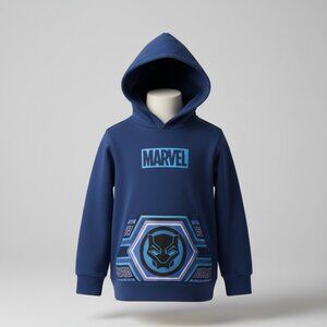 Marvel Studios Black Panther Wakanda Forever Blue Hooded Sweatshirt Boys Size S